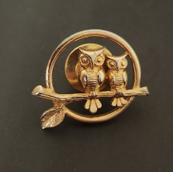Owl Pin Owl Brooch Gold Tone - Picture 1 of 5